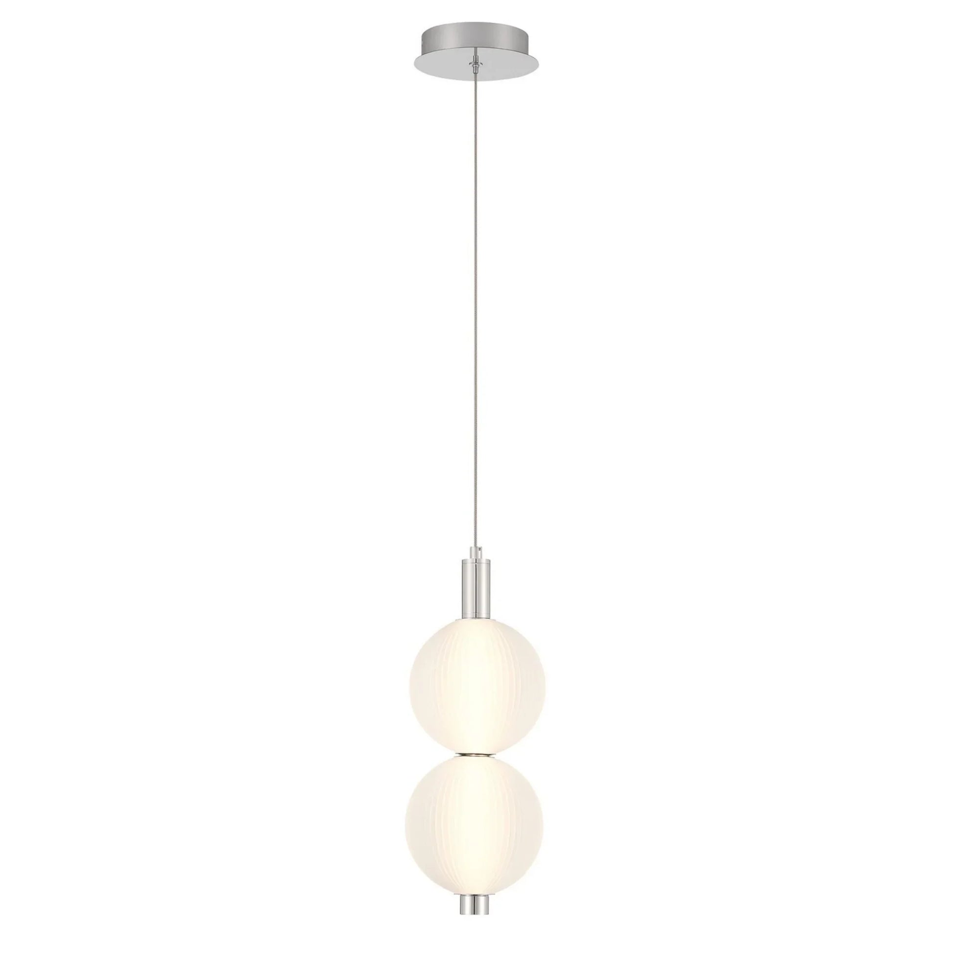 Palmas 2-Light 16" LED Mini Pendant, Polished Nickel Finish - Bees Lighting