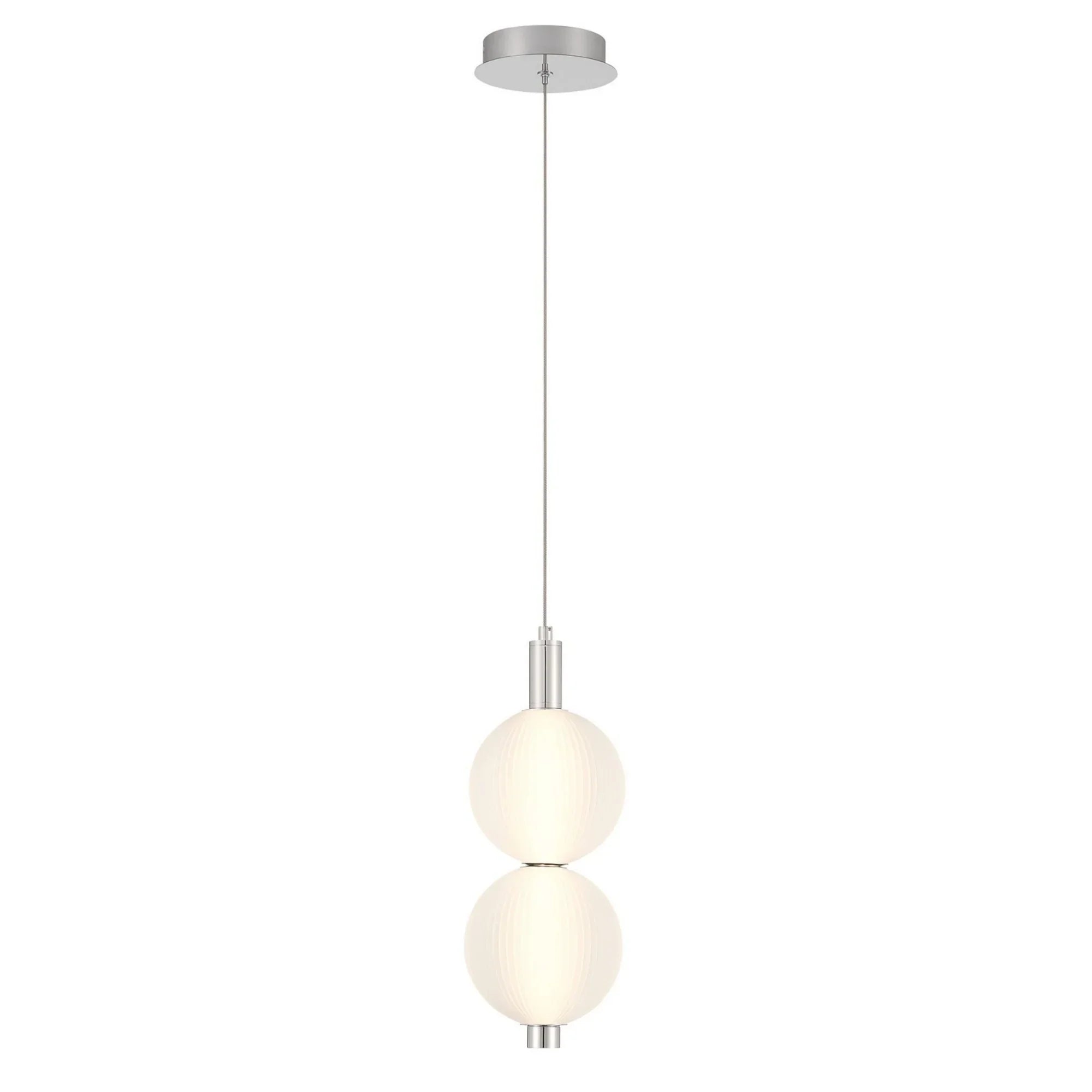 Palmas 2-Light 16" LED Mini Pendant, Polished Nickel Finish - Bees Lighting