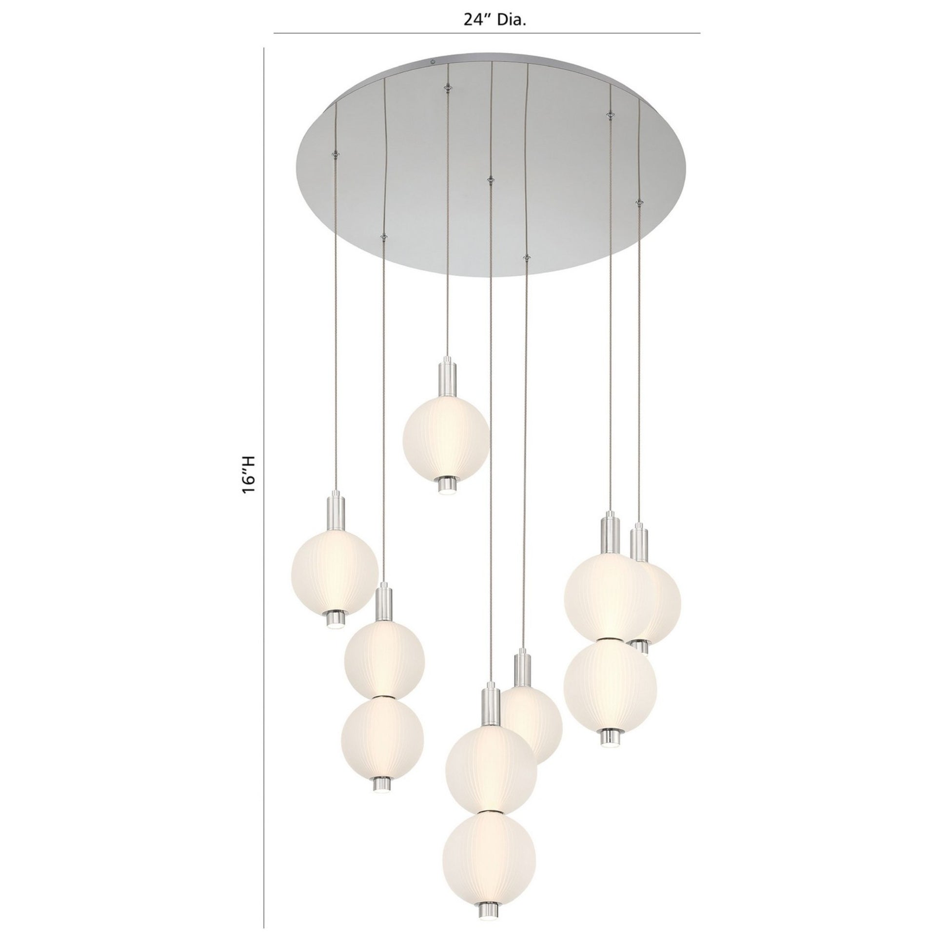 Palmas 7-Light 30" LED Multi Drop Chandelier, Polished Nickel Finish - Bees Lighting
