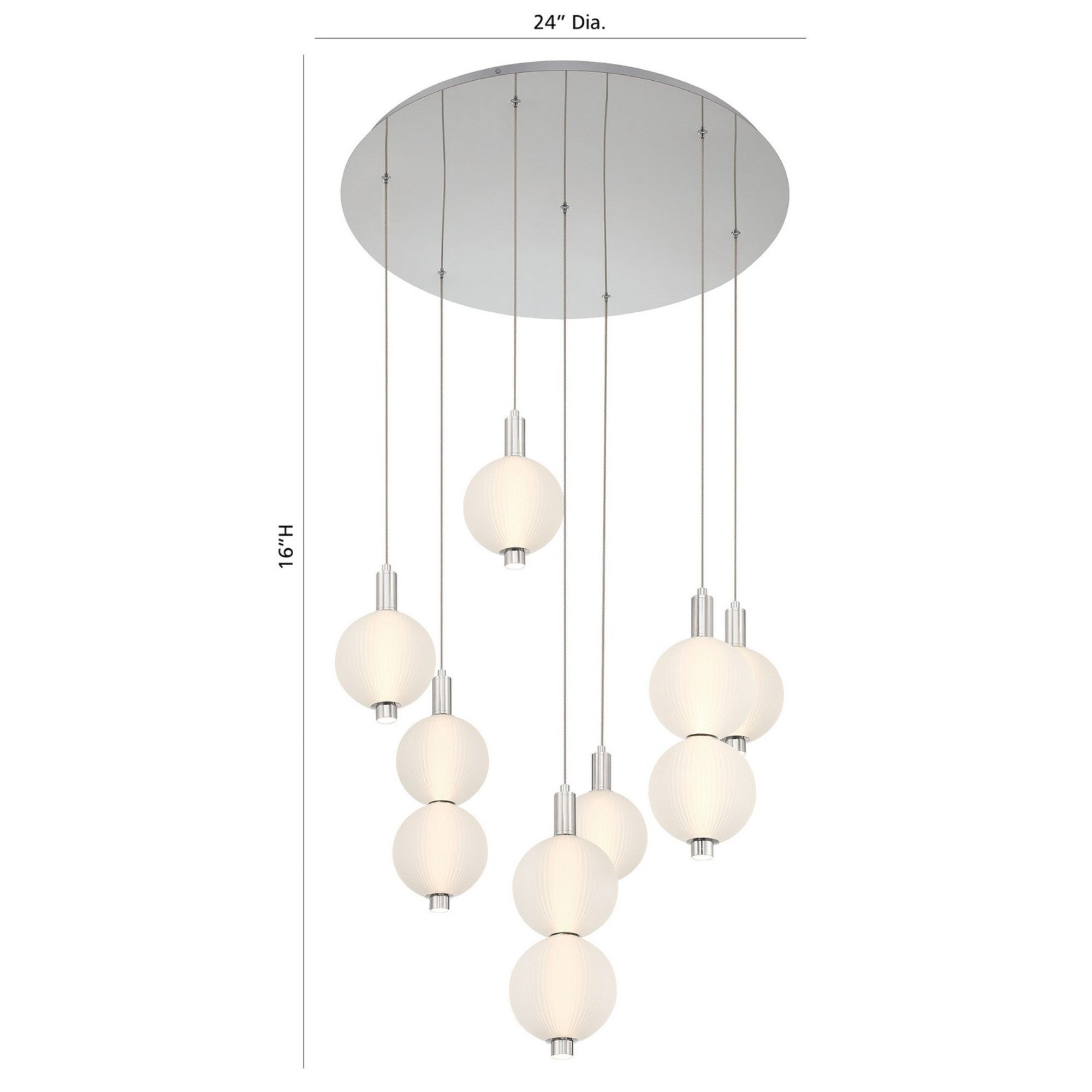 Palmas 7-Light 30" LED Multi Drop Chandelier, Polished Nickel Finish - Bees Lighting