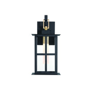 Greyson 16" LED Outdoor Wall Lantern, Black & Brass Finish - Bees Lighting