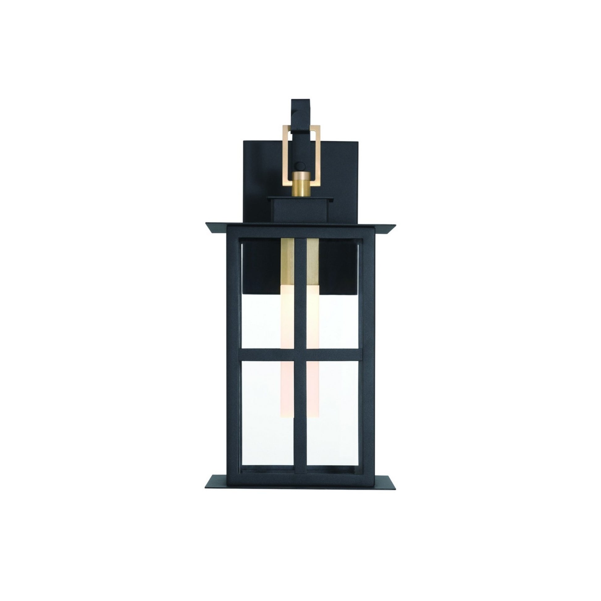 Greyson 16" LED Outdoor Wall Lantern, Black & Brass Finish - Bees Lighting