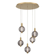 Palmas 5-Light 24" LED Multi Drop Chandelier, Gold Finish - Bees Lighting