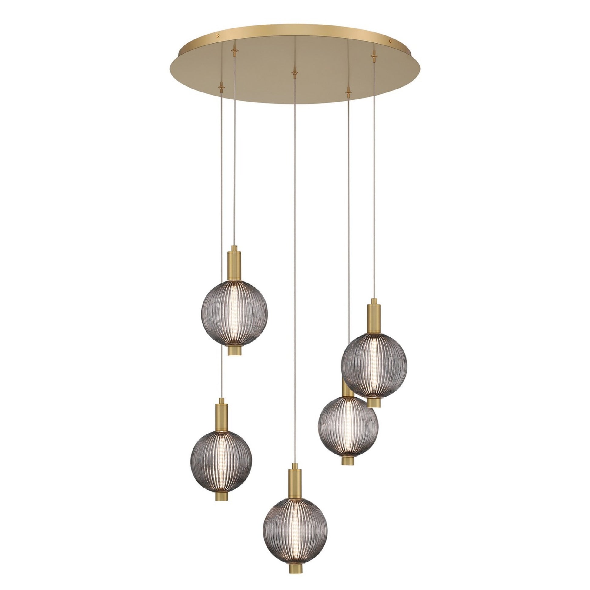 Palmas 5-Light 24" LED Multi Drop Chandelier, Gold Finish - Bees Lighting