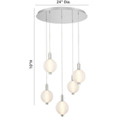 Palmas 5-Light 24" LED Multi Drop Chandelier, Polished Nickel Finish - Bees Lighting