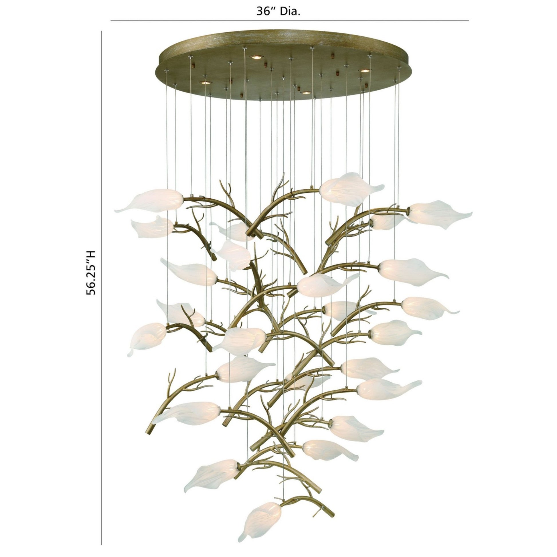 Matera 25-Light 36" LED Grand Chandelier, Antique Gold Finish - Bees Lighting