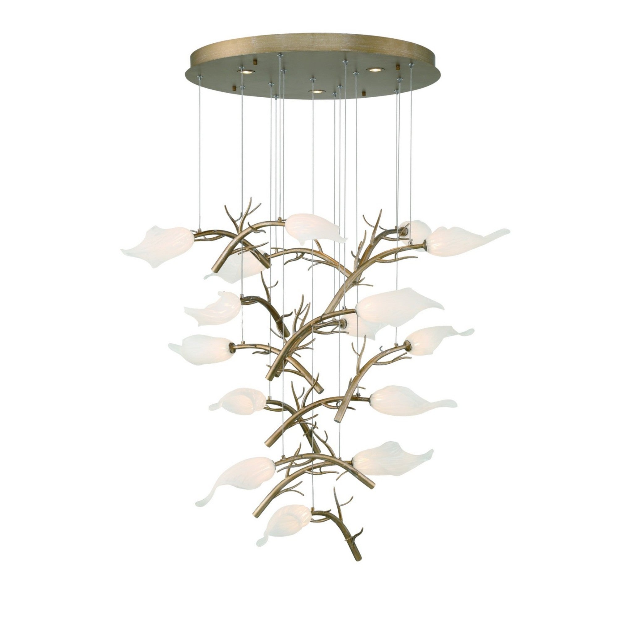 Matera 15-Light 28" LED Grand Chandelier, Antique Gold Finish - Bees Lighting