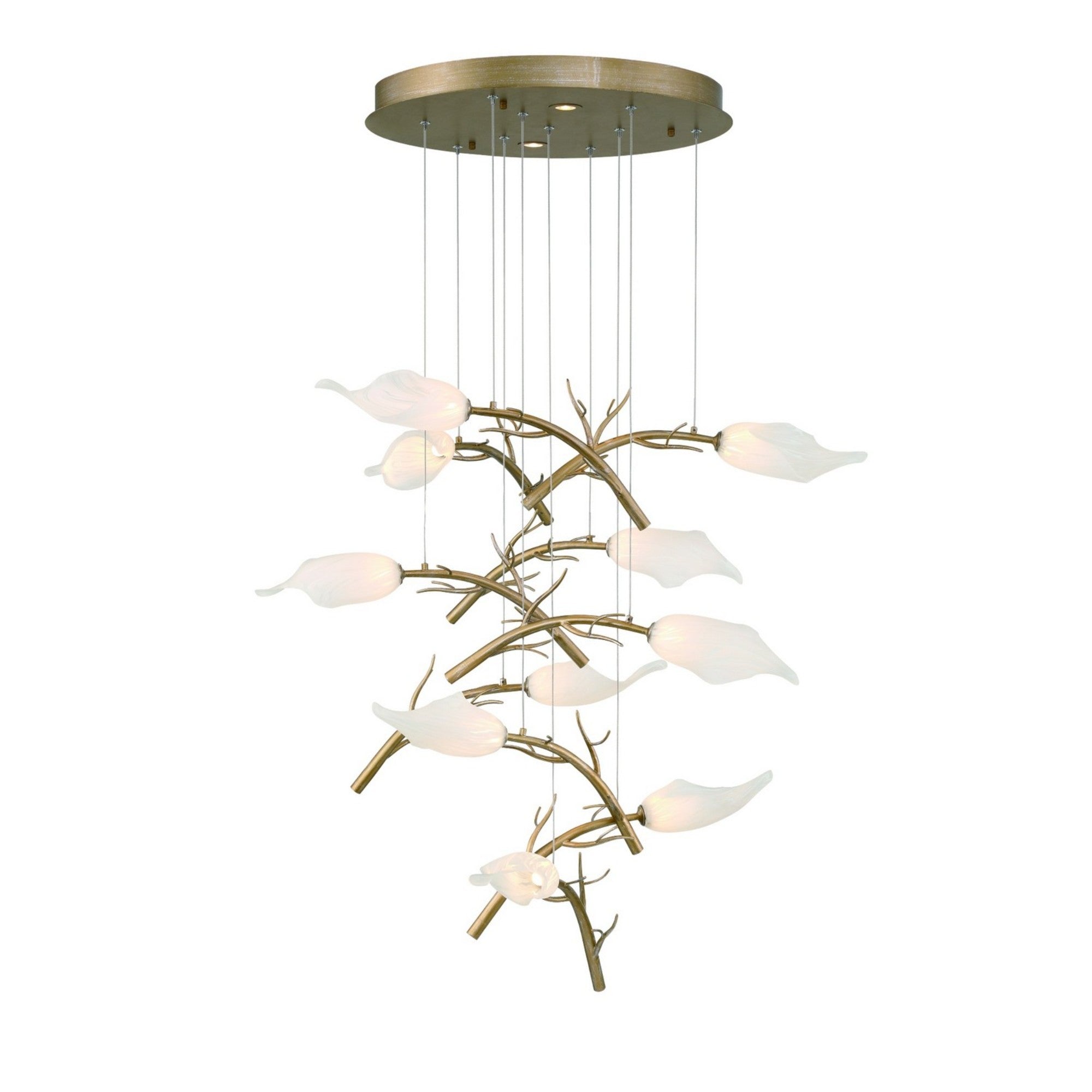 Matera 10-Light 22" LED Multi Drop Chandelier, Antique Gold Finish - Bees Lighting