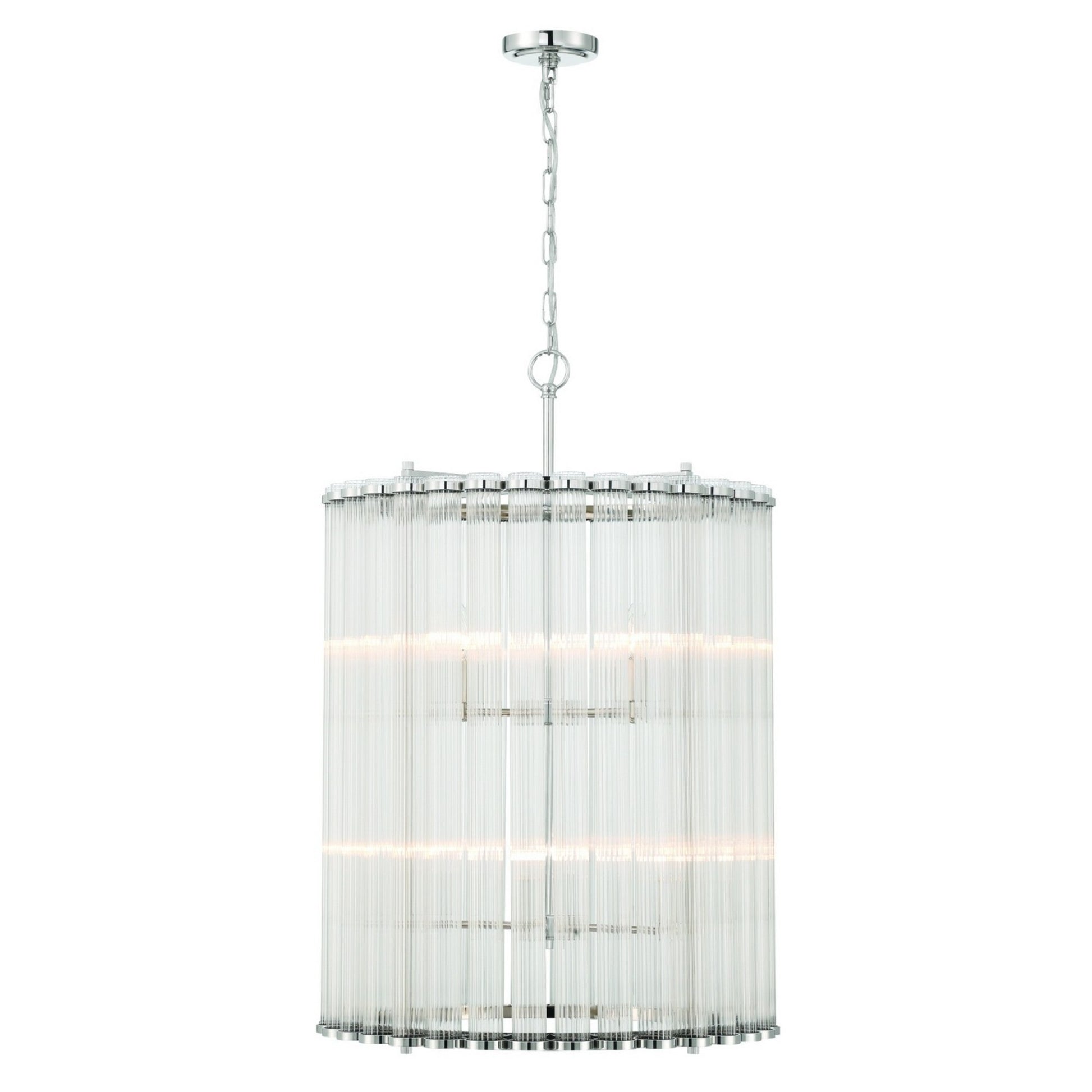 Glasbury 2-Tiers 8-Light 22" Chandelier, Polished Nickel Finish - Bees Lighting