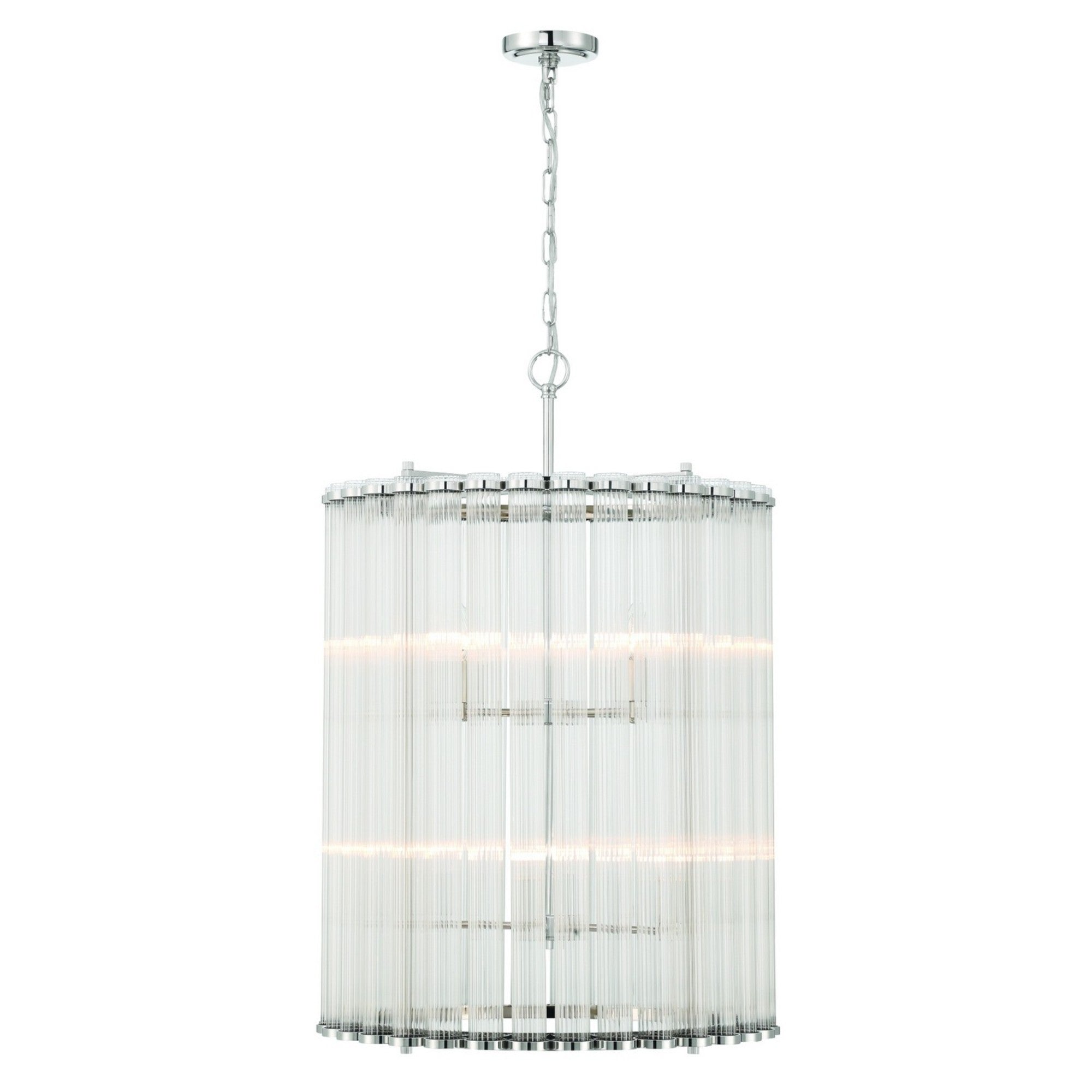 Glasbury 2-Tiers 8-Light 22" Chandelier, Polished Nickel Finish - Bees Lighting