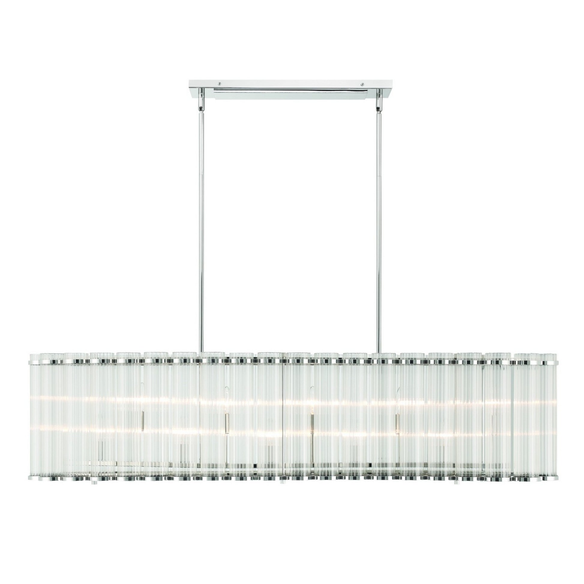 Glasbury 10-Light 52" Linear Chandelier, Polished Nickel Finish - Bees Lighting