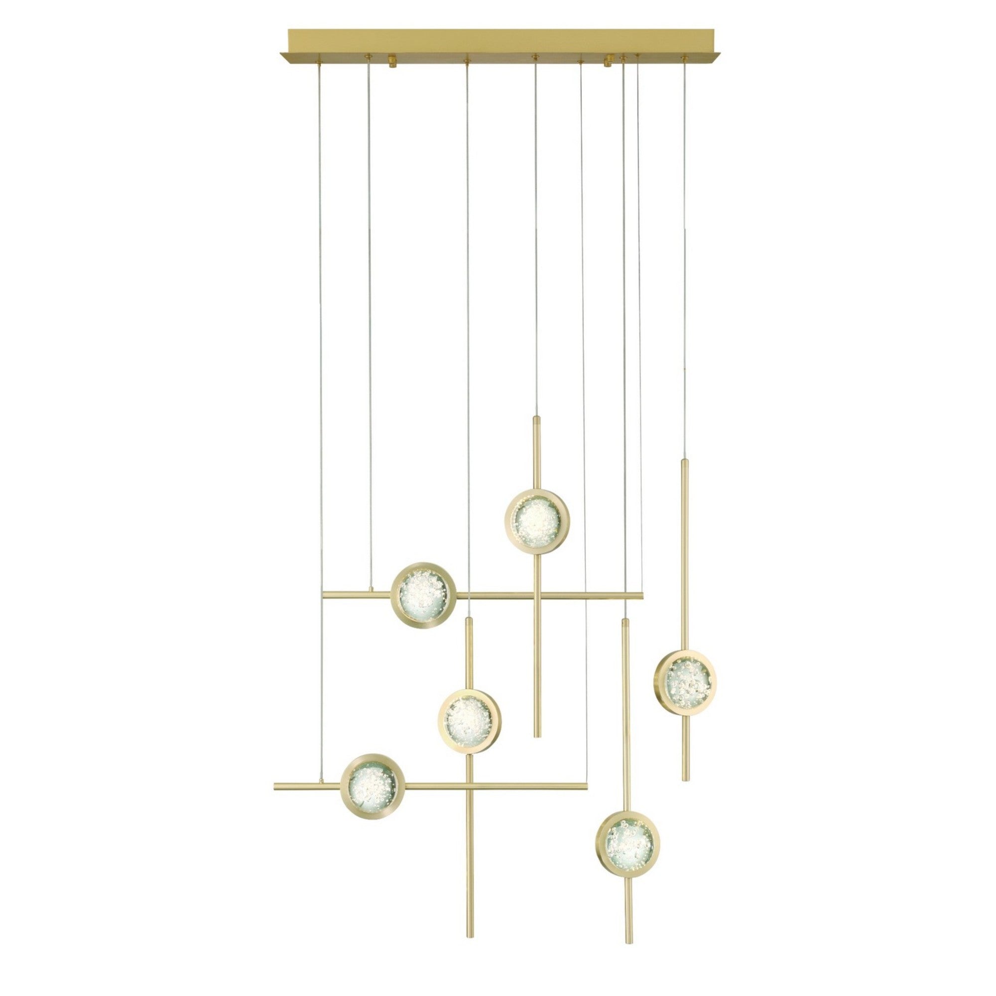 Barletta 6-Light 32" LED Multi Drop Chandelier, Gold Finish - Bees Lighting