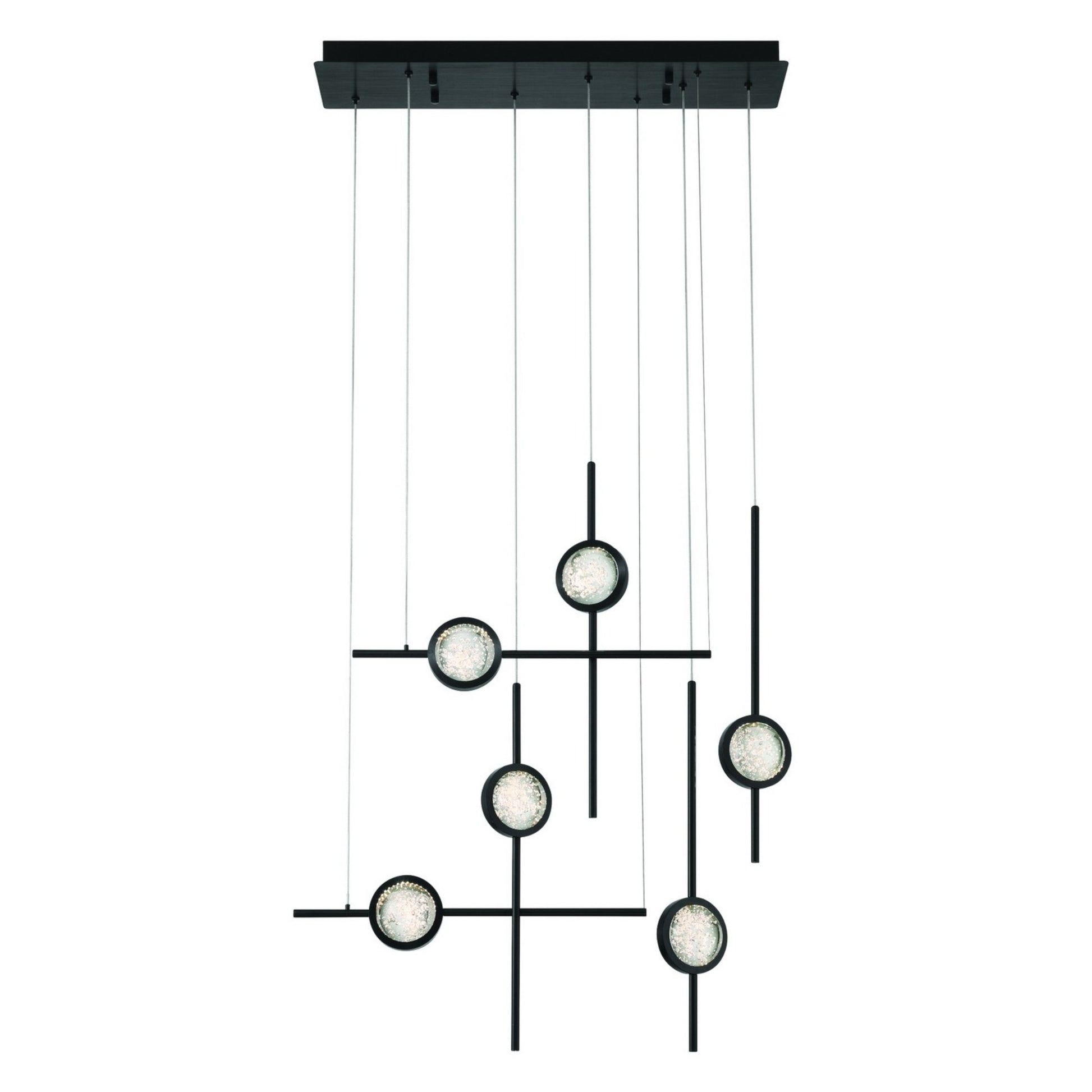 Barletta 6-Light 32" LED Multi Drop Chandelier, Black Finish - Bees Lighting
