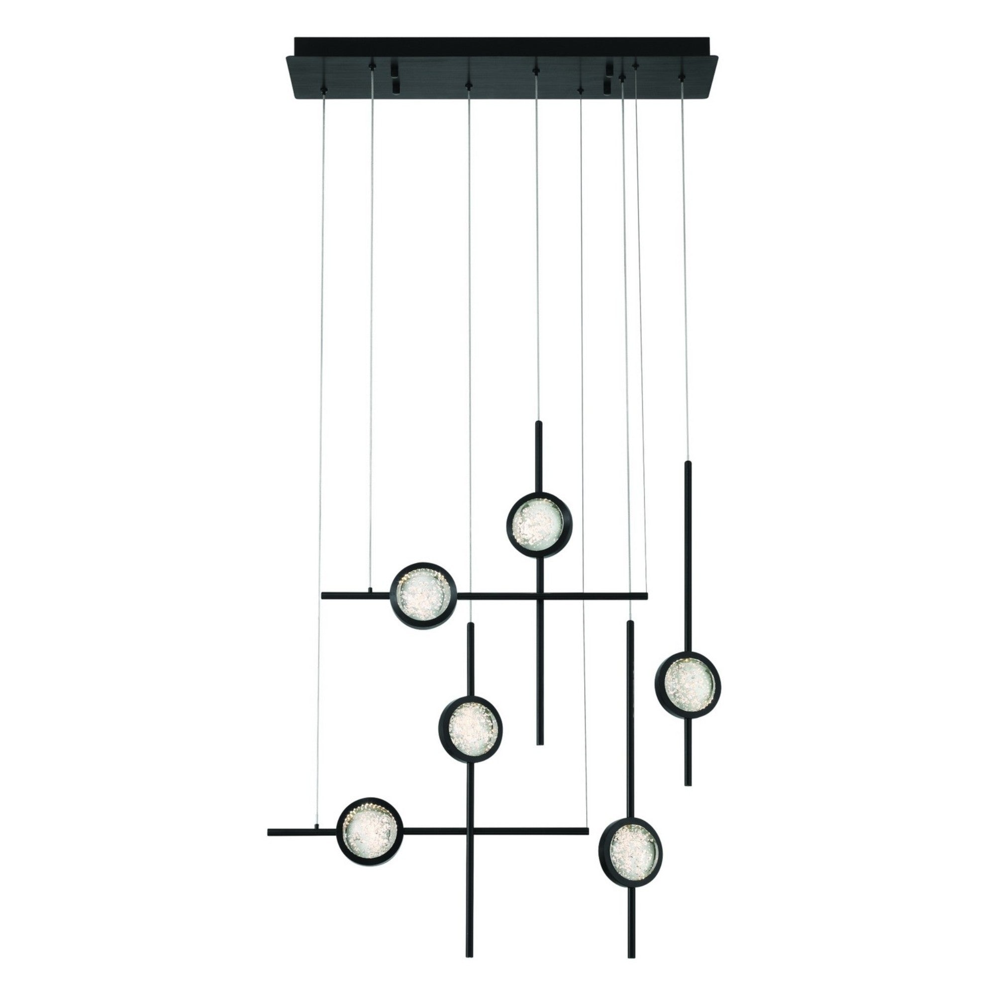 Barletta 6-Light 32" LED Multi Drop Chandelier, Black Finish - Bees Lighting