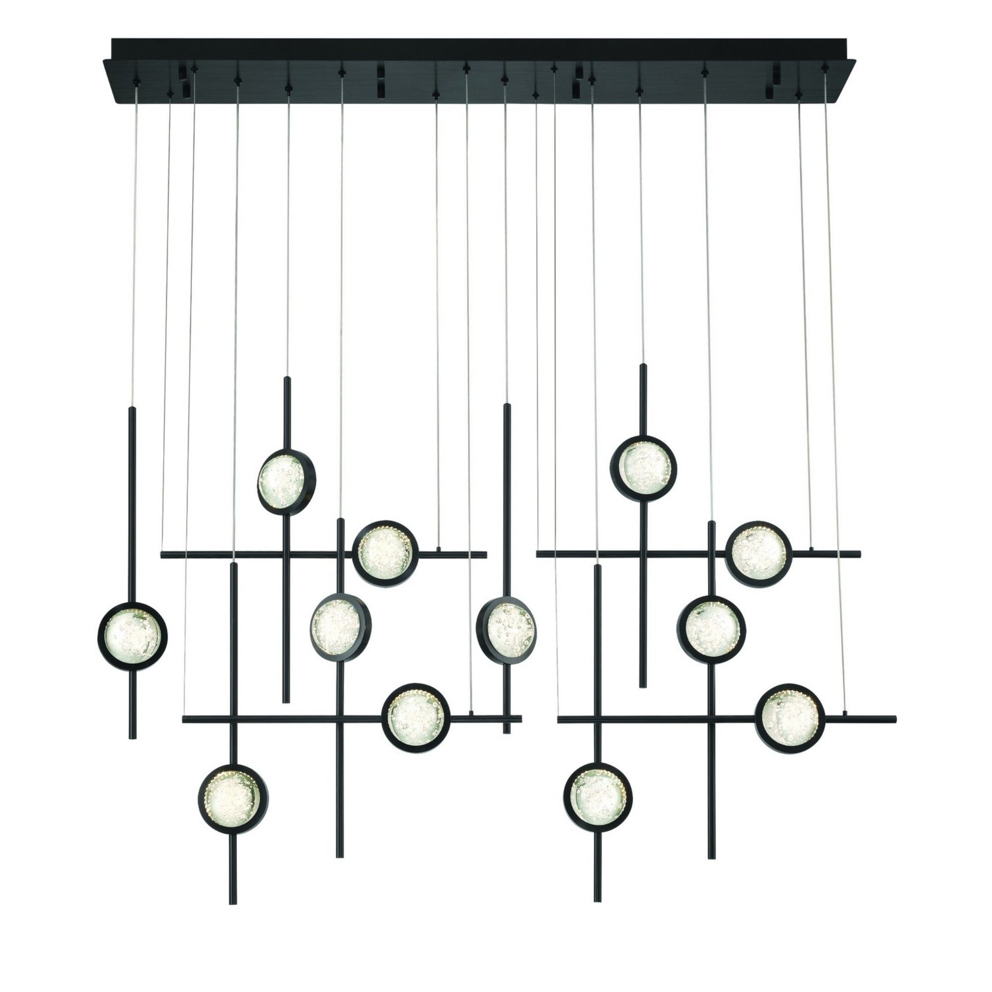 Barletta 12-Light 53" LED Grand Chandelier, Black Finish - Bees Lighting