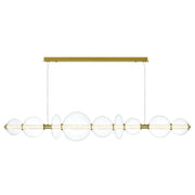 Atomo 9-Light 74" LED Linear Chandelier, Gold Finish with Clear Glass - Bees Lighting