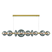 Atomo 9-Light 74" LED Linear Chandelier, Gold Finish with Smoke Glass - Bees Lighting