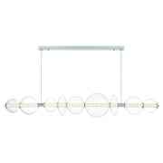 Atomo 9-Light 74" LED Linear Chandelier, Chrome Finish with Clear Glass - Bees Lighting