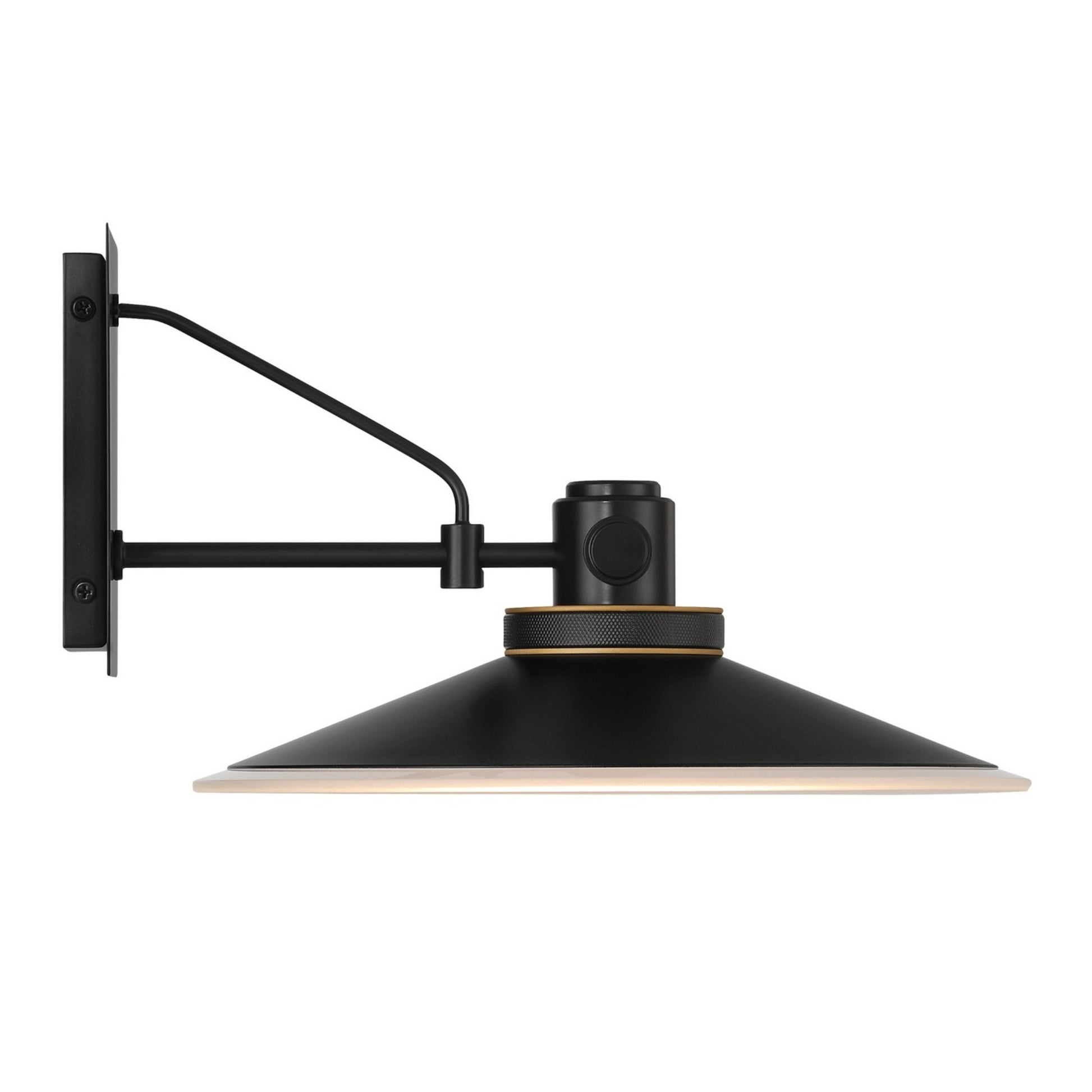 Deckard 12" LED Outdoor Wall Sconce, Gold & Black Finish - Bees Lighting