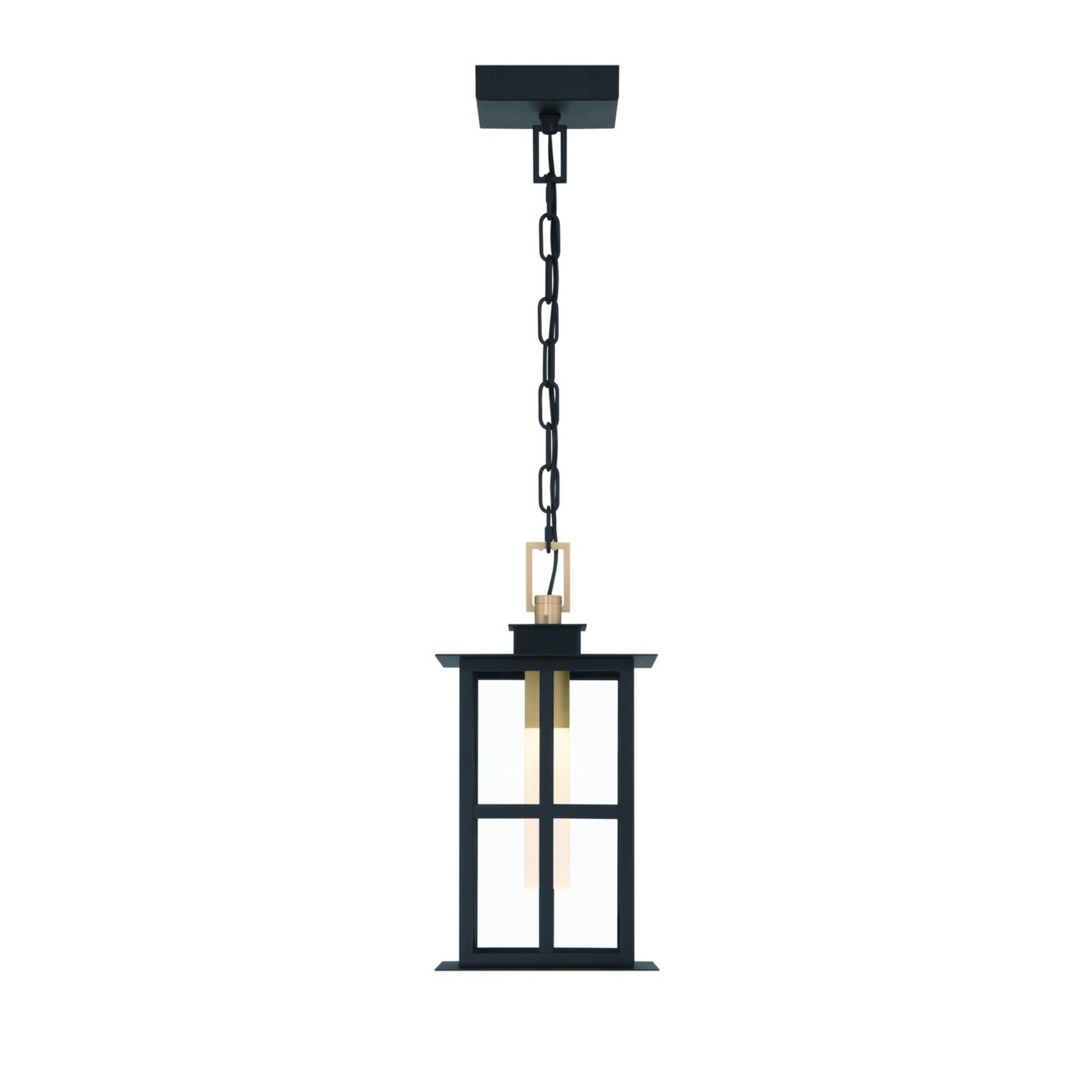 Greyson 16" LED Outdoor Pendant, Black & Brass Finish - Bees Lighting
