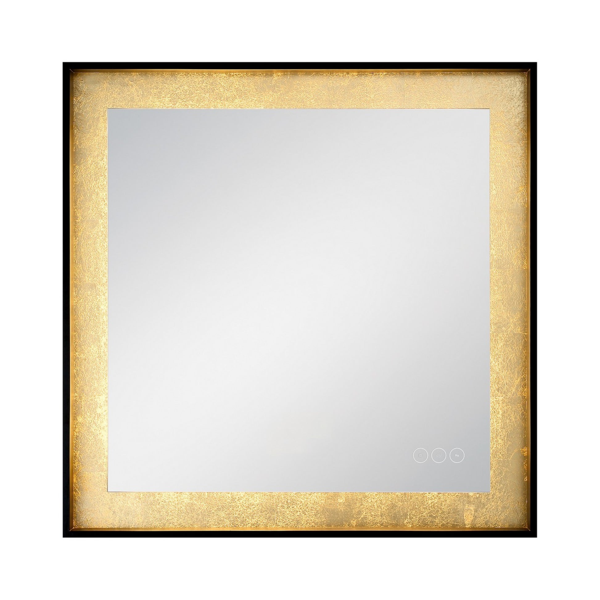 Anya 32" LED Mirror, Black Finish with Gold Foil - Bees Lighting