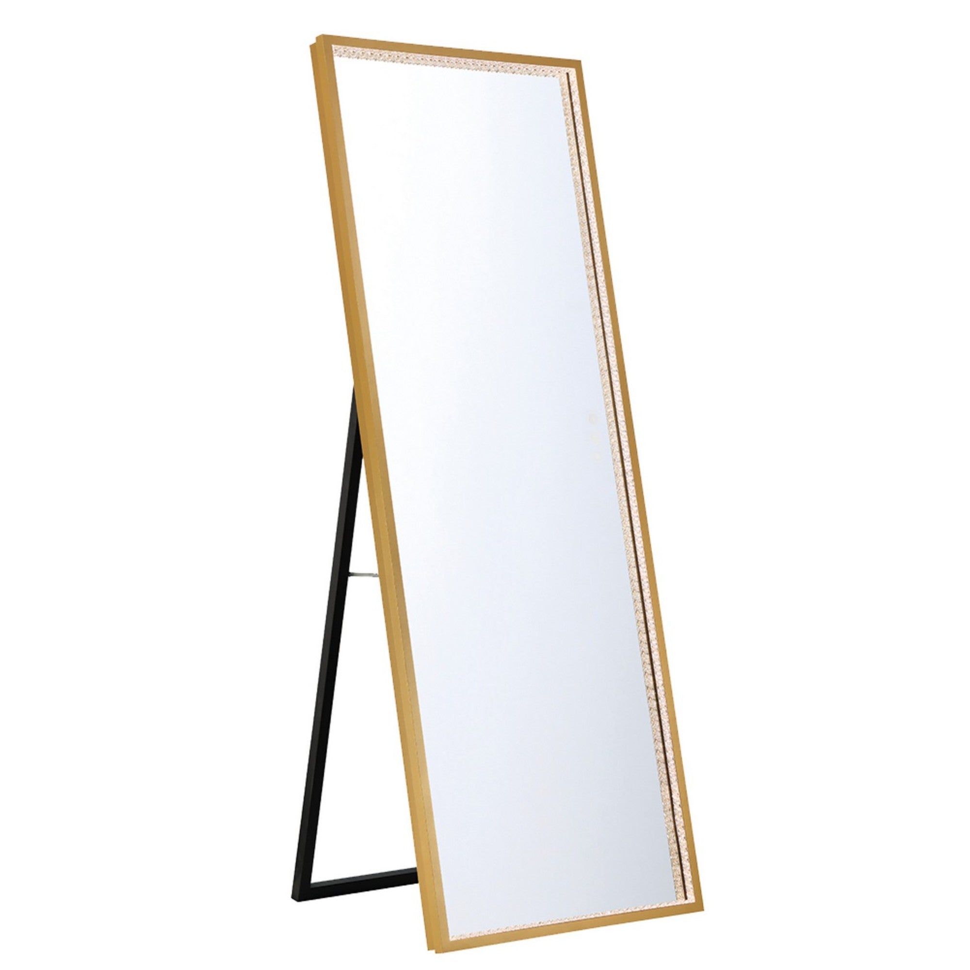 Cerissa 65" Floor LED Mirror, Gold Finish with Crystals - Bees Lighting