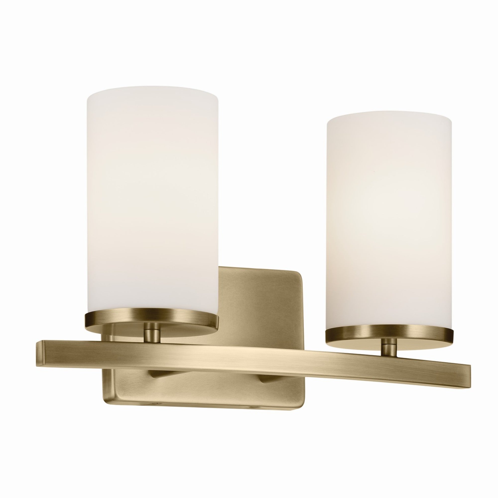 Crosby 15" 2-Light Bath Vanity Light, Natural Brass Finish, Etched Glass - Bees Lighting