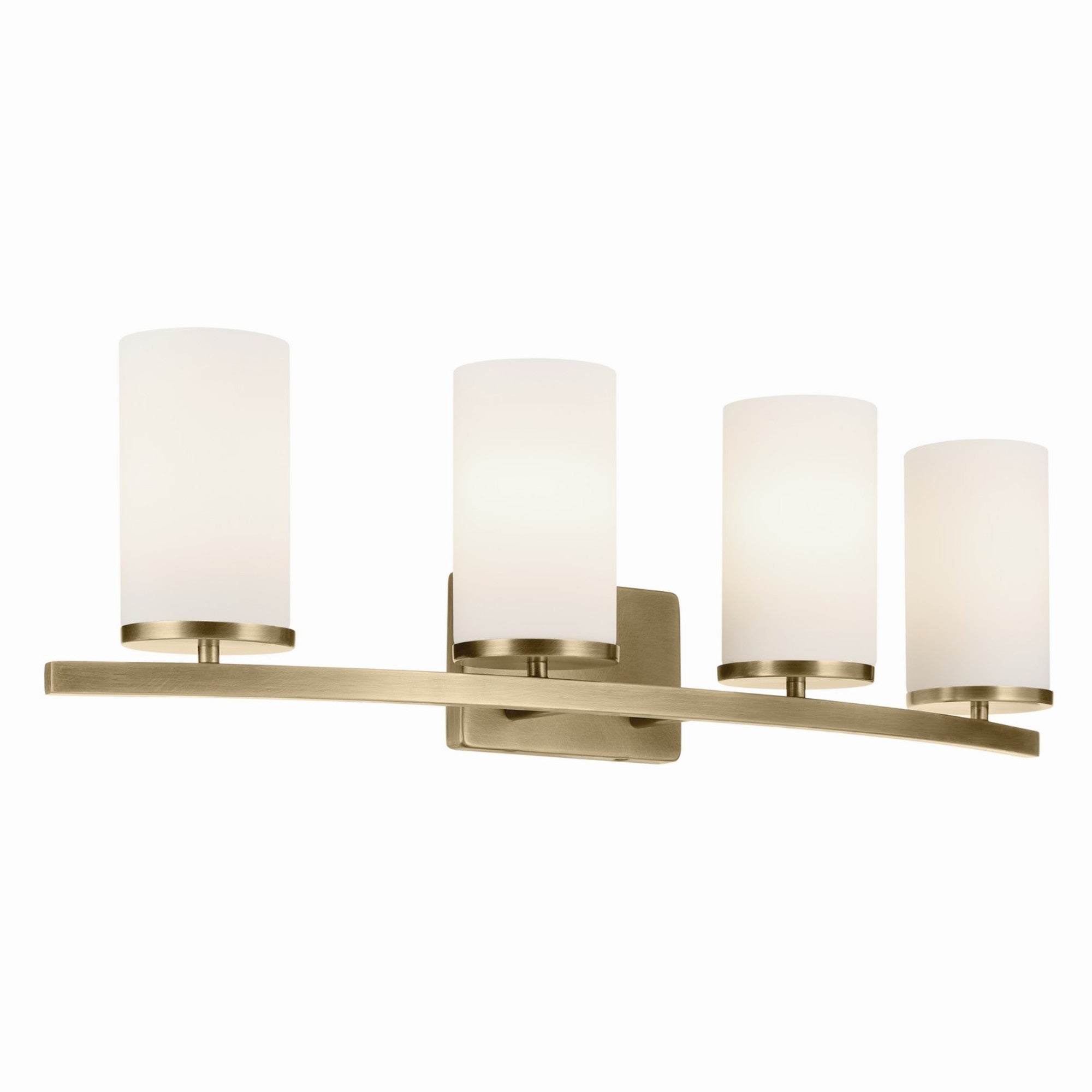 Crosby 31" 4-Light Bath Vanity Light, Natural Brass Finish, Etched Glass - Bees Lighting
