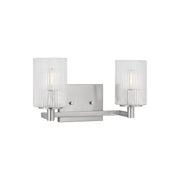 Lando 14" 2-Light Bathroom Vanity, Brushed Steel Finish - Bees Lighting