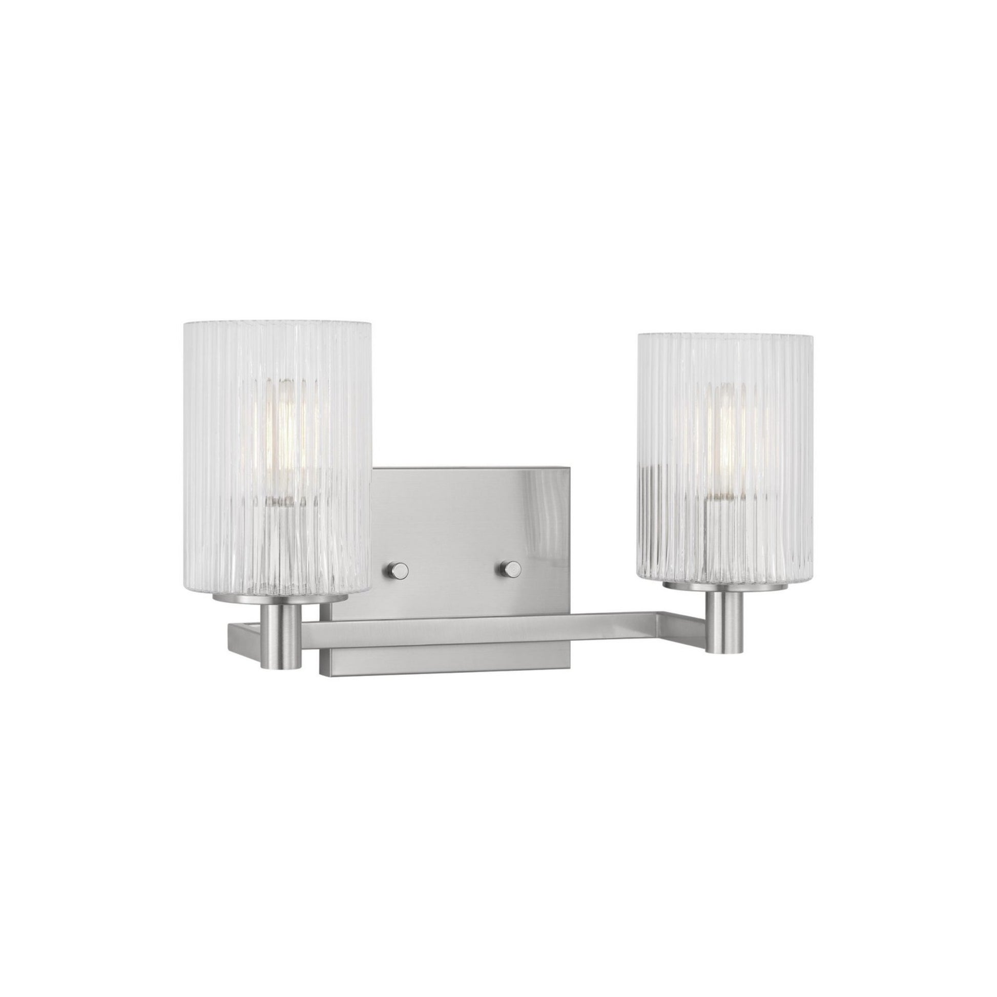 Lando 14" 2-Light Bathroom Vanity, Brushed Steel Finish - Bees Lighting