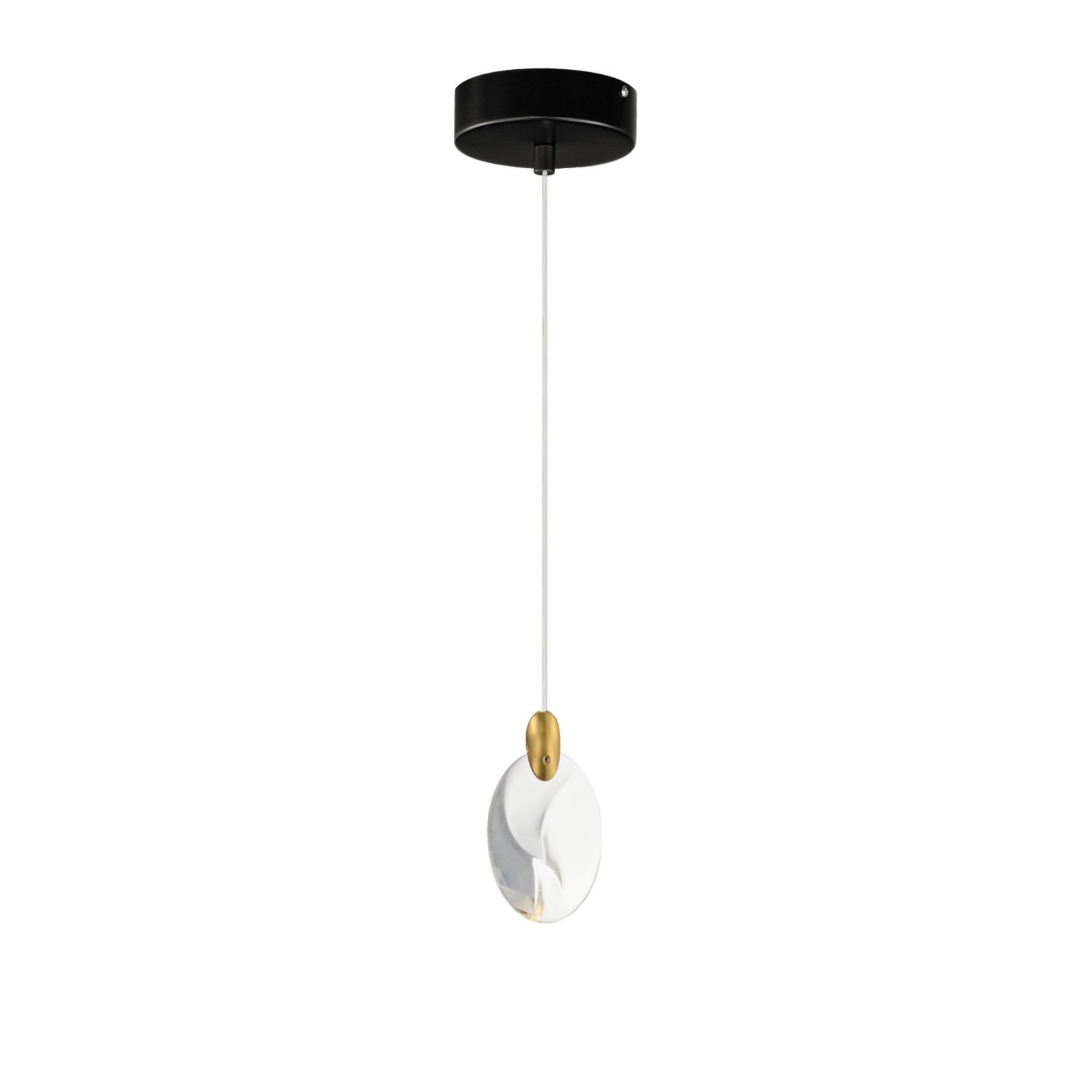 Pebble 5" LED Mini Pendant, Black & Polished Gold Finish - Bees Lighting