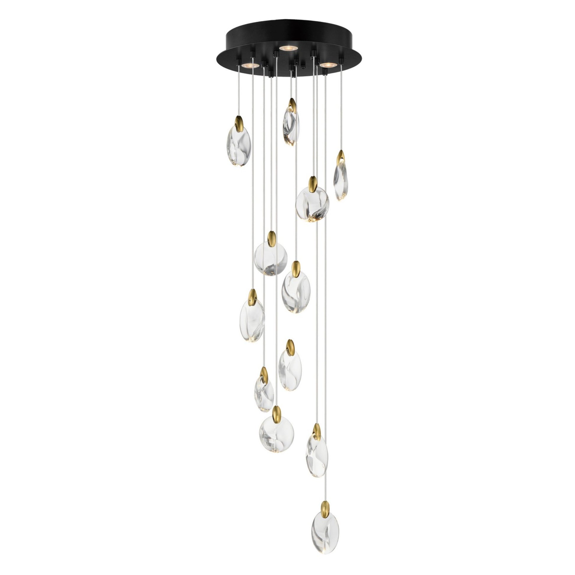 Pebble 16" LED Pendant, Black & Polished Gold Finish - Bees Lighting