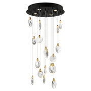 Pebble 22" LED Pendant, Black & Polished Gold Finish - Bees Lighting