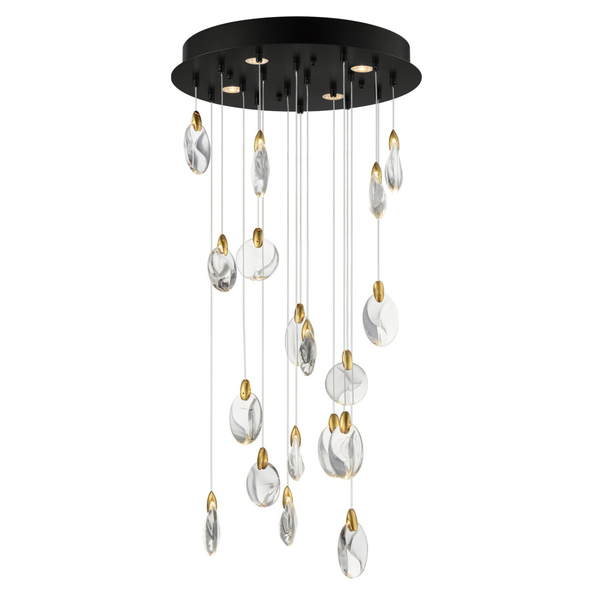 Pebble 22" LED Pendant, Black & Polished Gold Finish - Bees Lighting