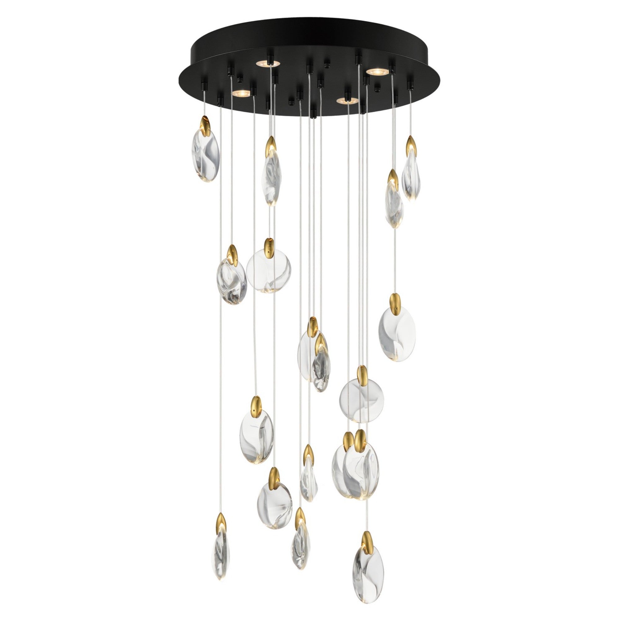Pebble 22" LED Pendant, Black & Polished Gold Finish - Bees Lighting