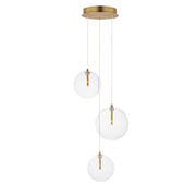 Global 12" 3-Light LED Pendant, Natural Aged Brass Finish - Bees Lighting