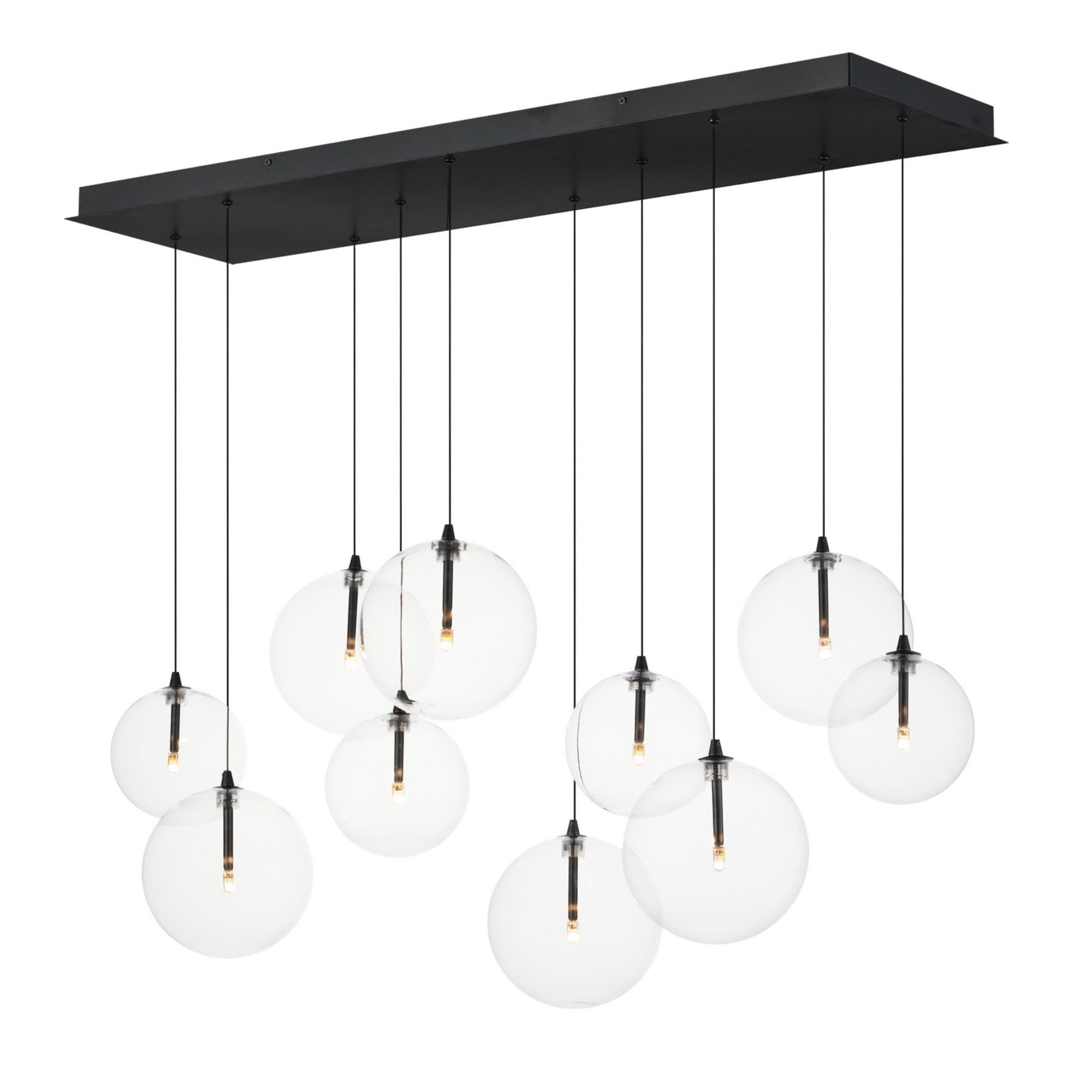 Global 42" 10-Light Linear LED Pendant, Black Finish - Bees Lighting