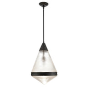 Hargreaves 22" Pendant, Black Finish, Glass Shade - Bees Lighting