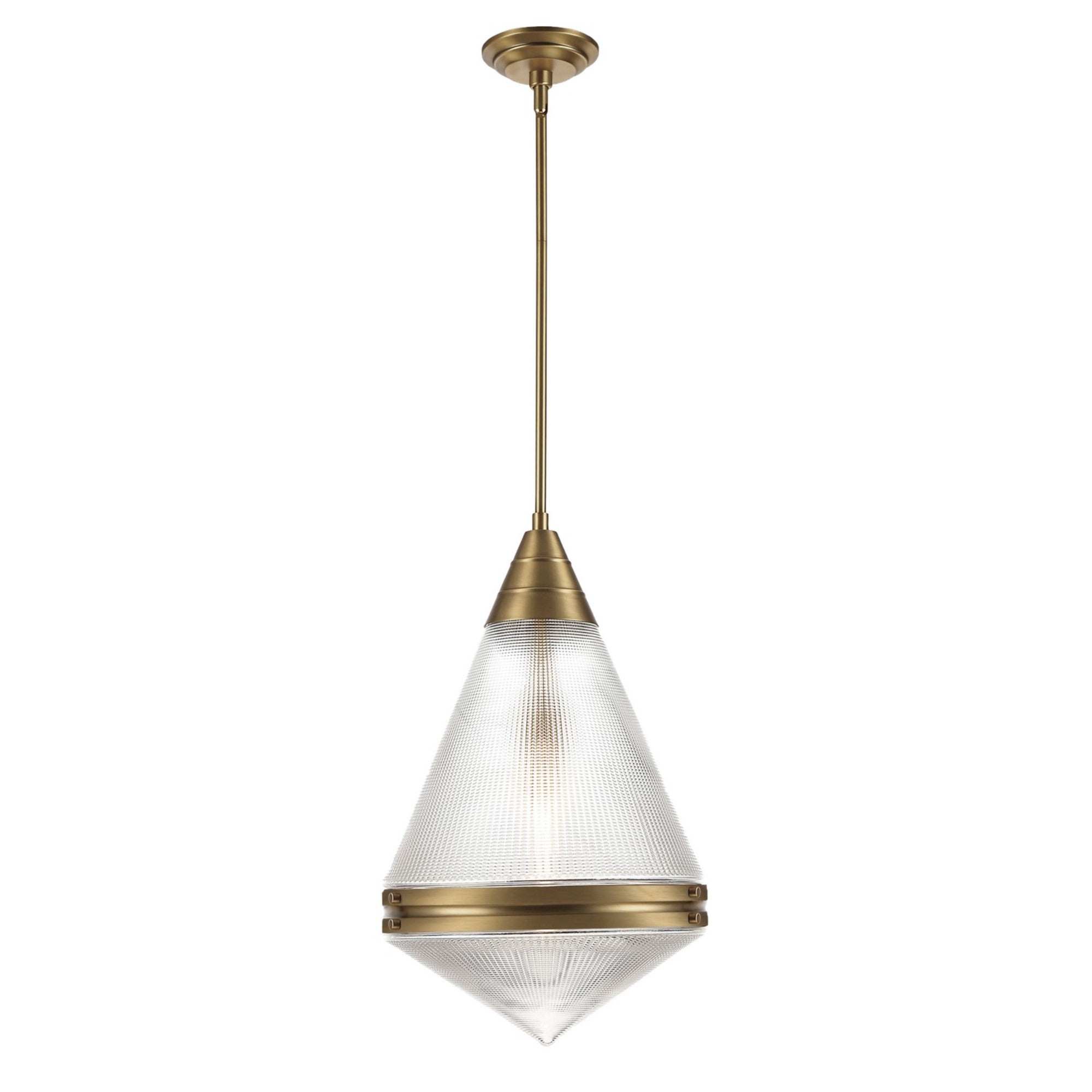 Hargreaves 22" Pendant, Natural Aged Brass Finish, Glass Shade - Bees Lighting