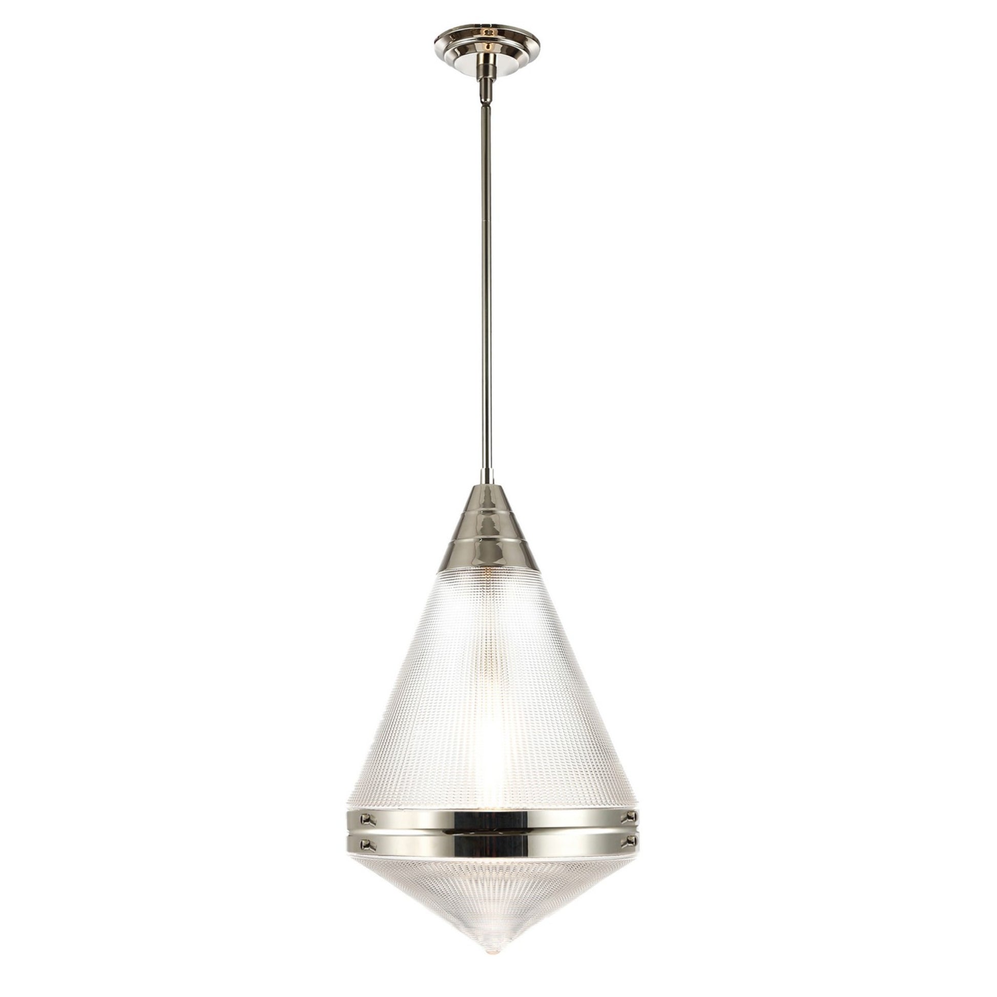 Hargreaves 22" Pendant, Polished Nickel Finish, Glass Shade - Bees Lighting