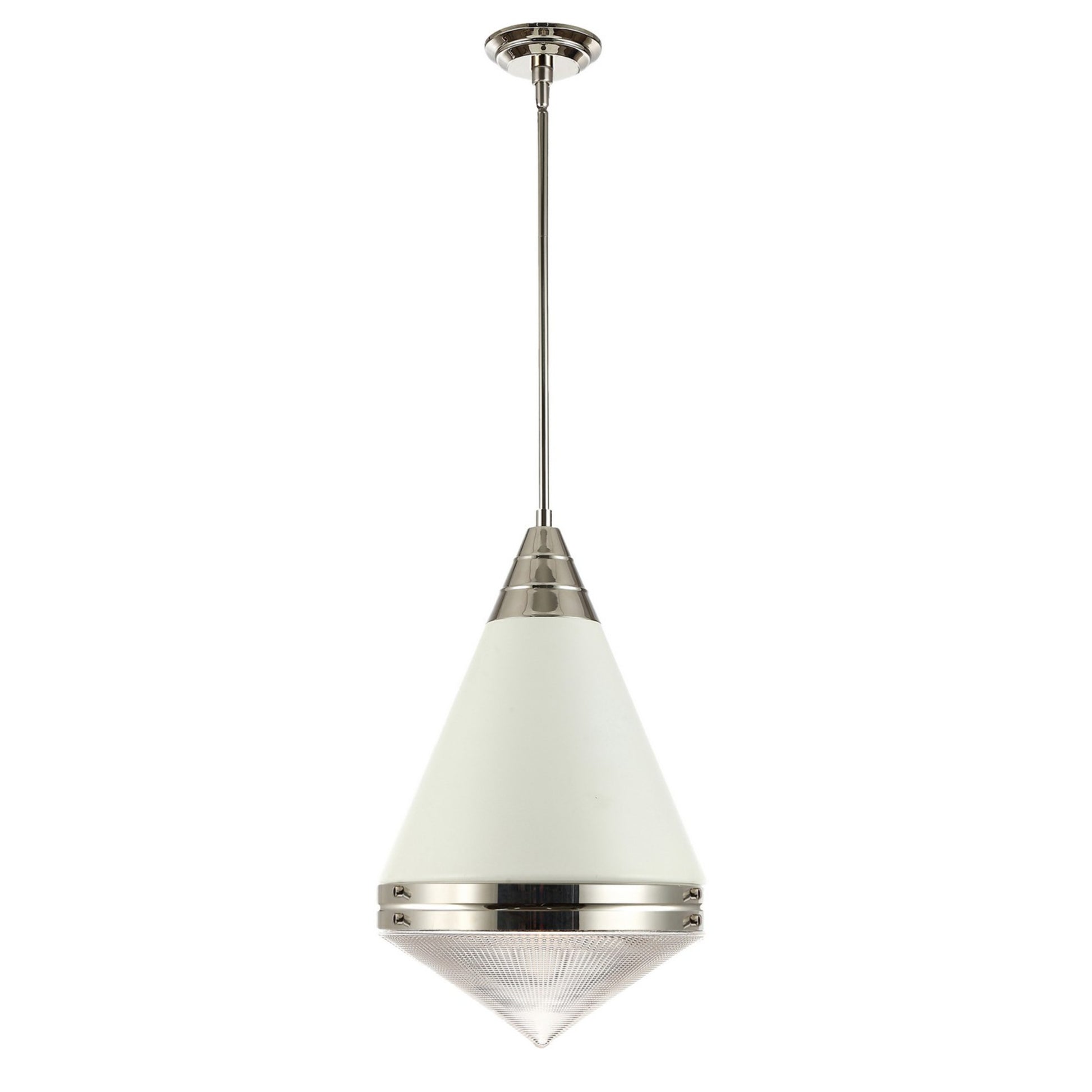 Hargreaves 22" Pendant, White & Polished Nickel Finish - Bees Lighting