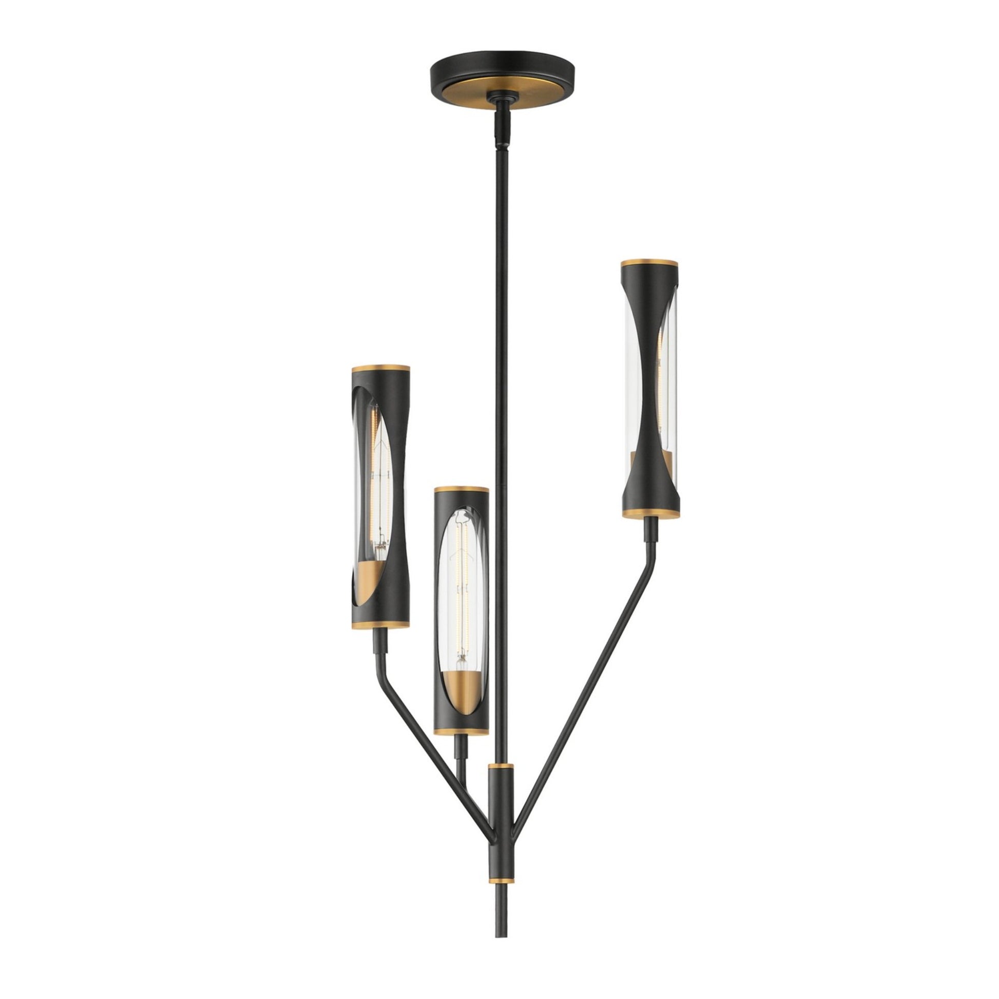 Regent 26" LED Pendant, Black & Antique Brass Finish - Bees Lighting