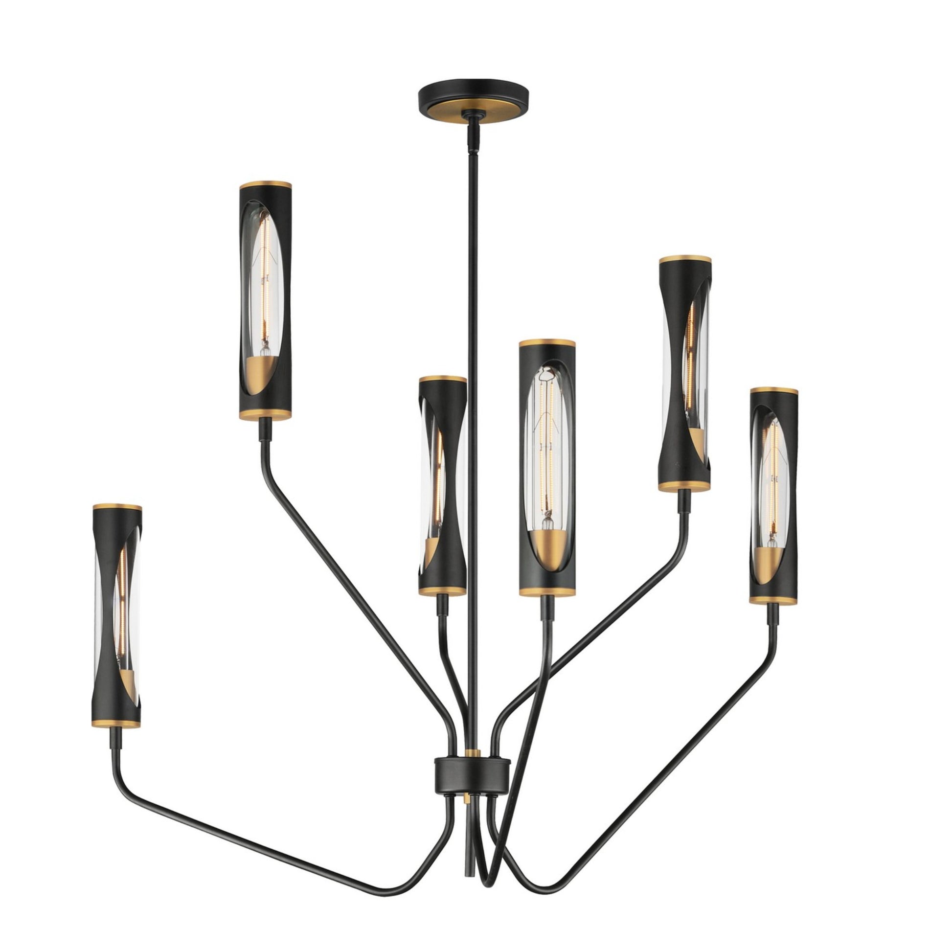Regent 36" LED Pendant, Black & Antique Brass Finish - Bees Lighting