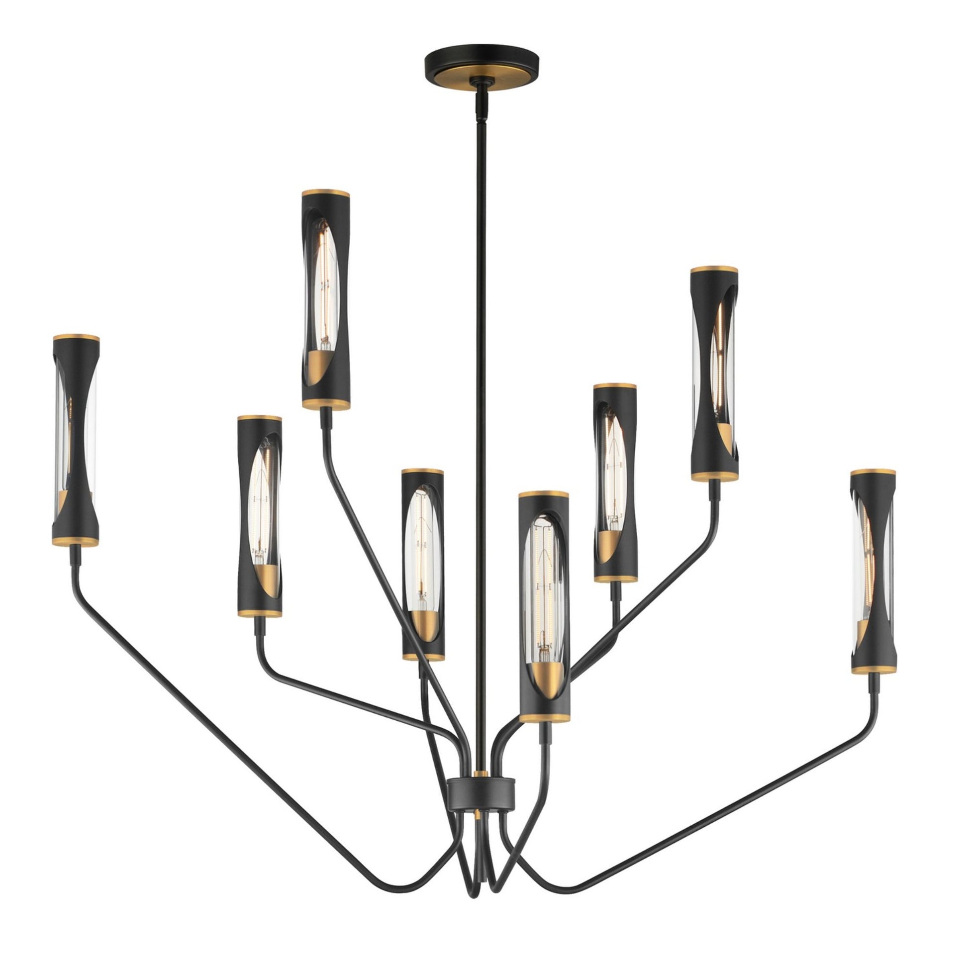 Regent 40" LED Chandelier, Black & Antique Brass Finish - Bees Lighting
