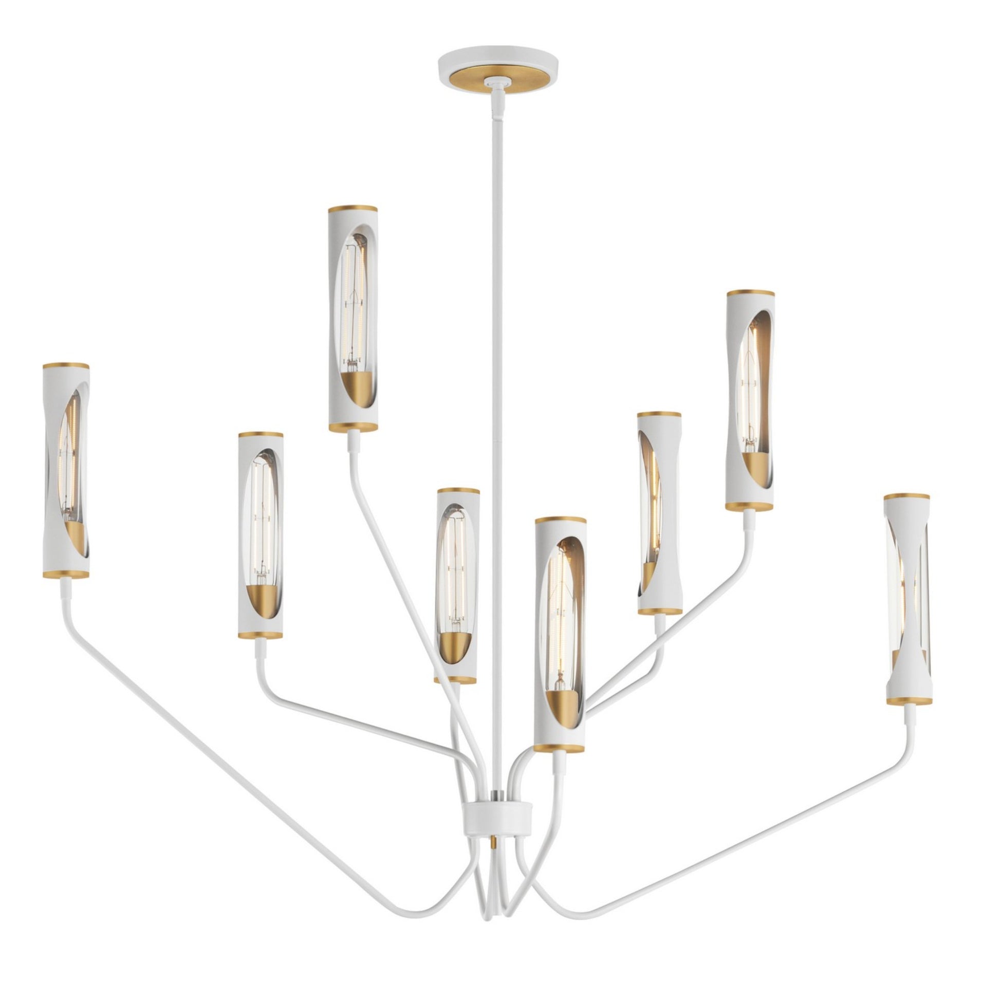 Regent 40" LED Chandelier, Light French Gray & Natural Aged Brass Finish - Bees Lighting