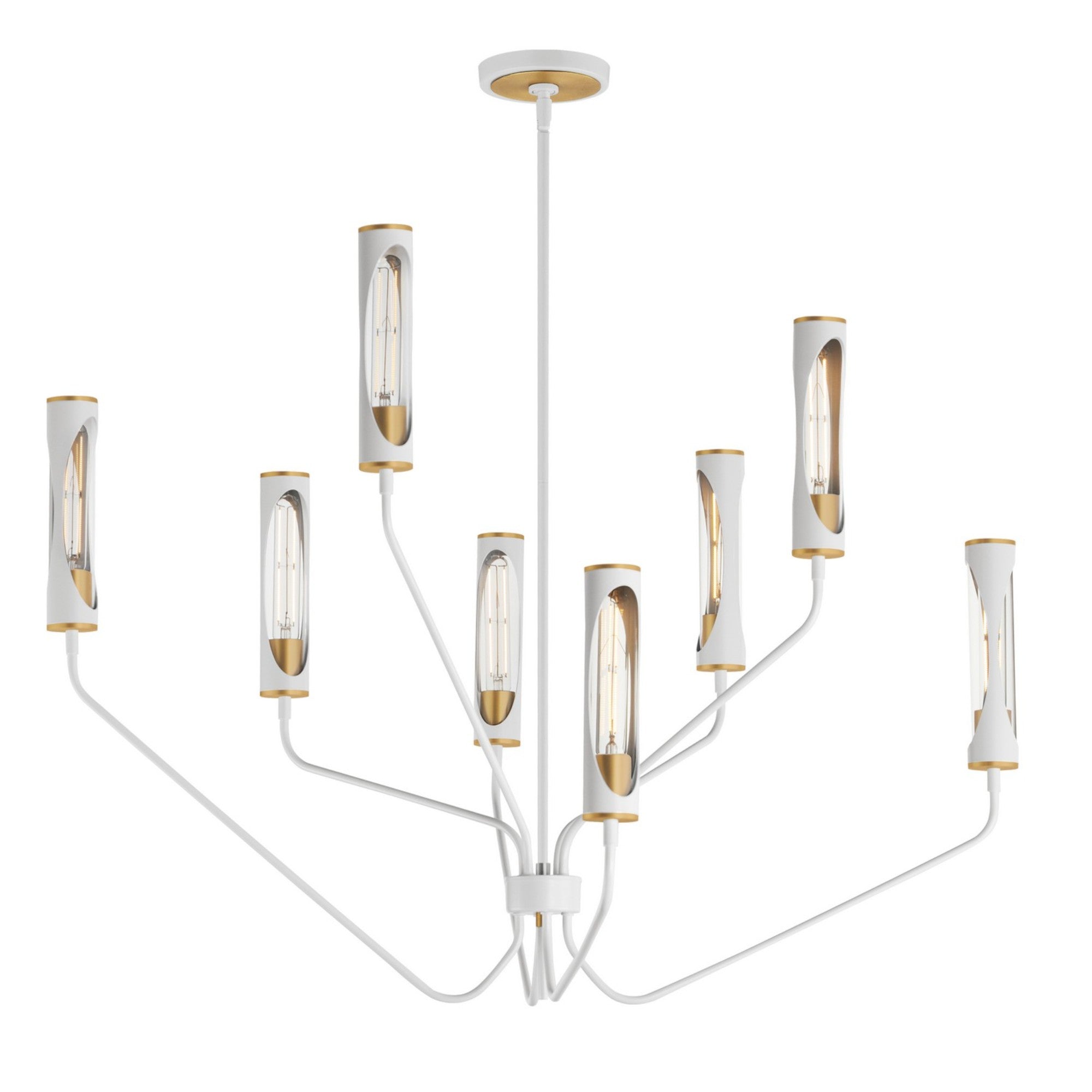Regent 40" LED Chandelier, Light French Gray & Natural Aged Brass Finish