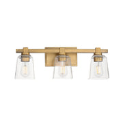 Cubos 22" 3-Light Bath Vanity, Natural Aged Brass Finish - Bees Lighting