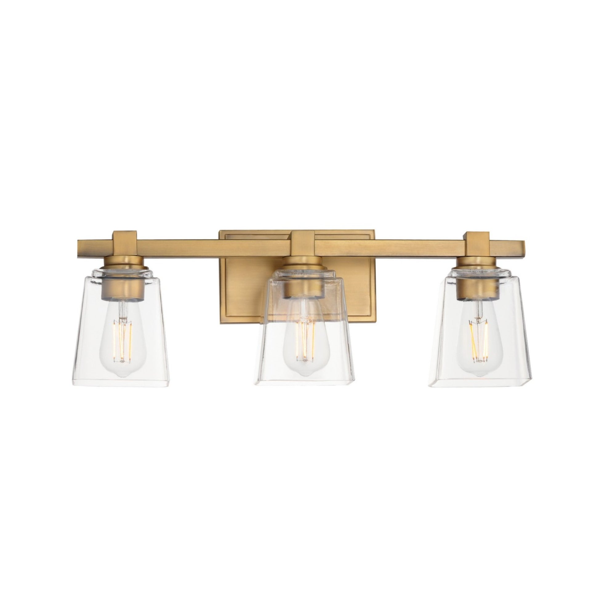 Cubos 22" 3-Light Bath Vanity, Natural Aged Brass Finish - Bees Lighting