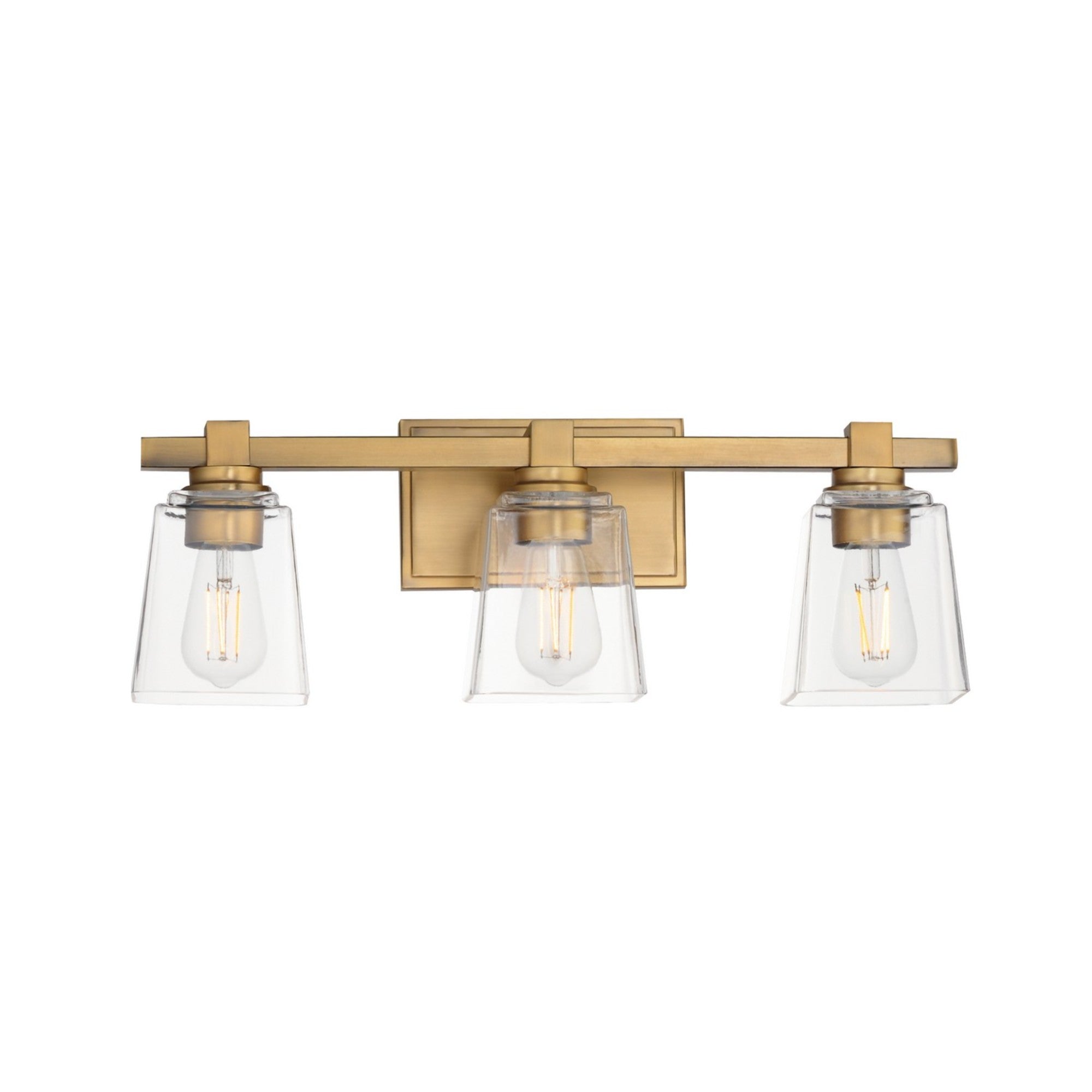 Cubos 22" 3-Light Bath Vanity, Natural Aged Brass Finish - Bees Lighting