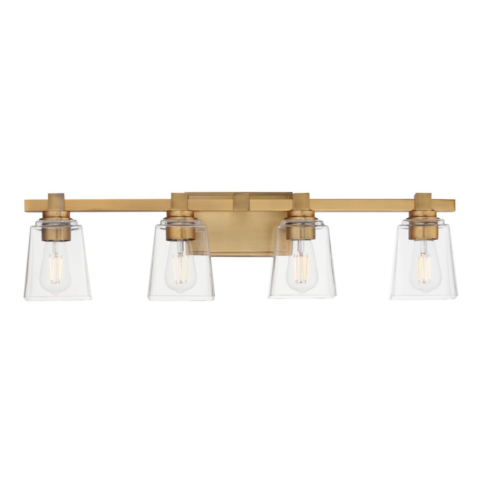 Cubos 31" 4-Light Bath Vanity, Natural Aged Brass Finish - Bees Lighting